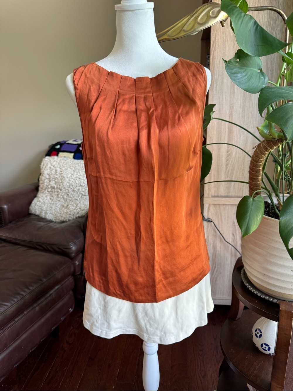 Classiques Entier Rust Orange Pleated Silk-Camisole